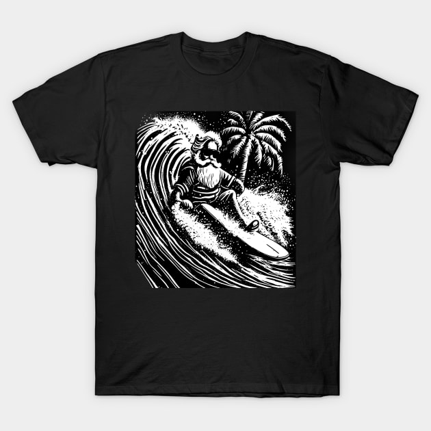 Merry Surfmas, Santa Waving, Christmas, Surf Gift, Santa Gift T-Shirt by Customo